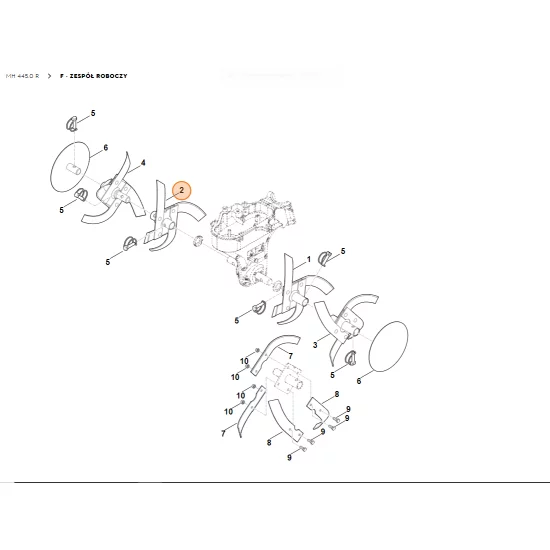 STIHL Glebogryzarka MH445.0 Zespół roboczy kompl., wewn. prawy 6241 710 0205